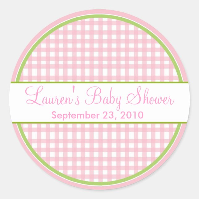 Personalized Pink Gingham Stickers (Front)