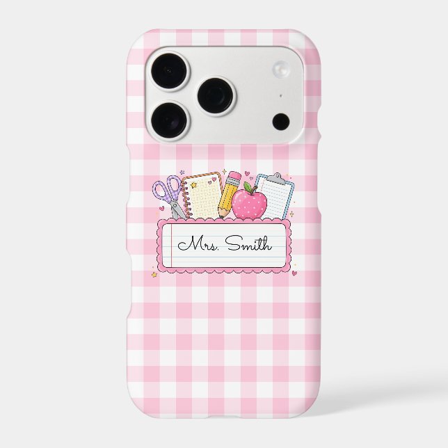 Personalized Pink Gingham Teacher (Back)