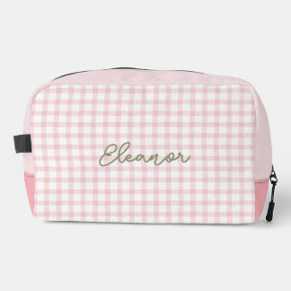 Personalized Pink Gingham Toiletry Travel Bag