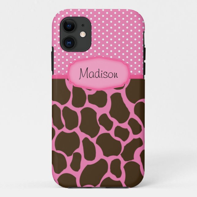 Personalized Pink Giraffe Case-Mate iPhone Case (Back)