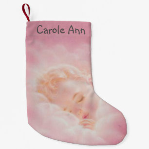 Personalized Pink Girl Baby  double sided Small Christmas Stocking