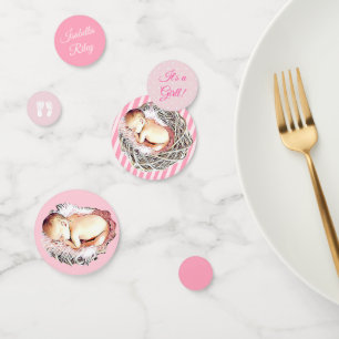 Personalized Pink Girl's Baby Shower confetti