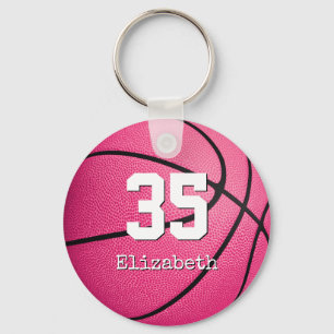 personalized pink girls' basketball gifts keychain