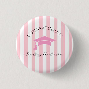 Personalized Pink Girls Graduation 1 Inch Round Button