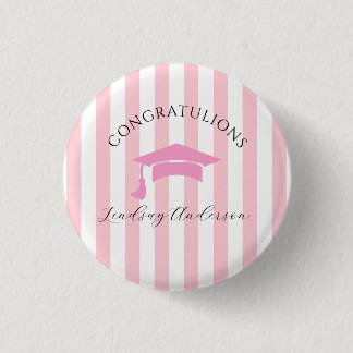 Personalized Pink Girls Graduation 1 Inch Round Button
