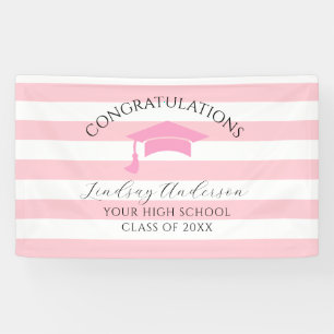 Personalized Pink Girls Graduation Banner