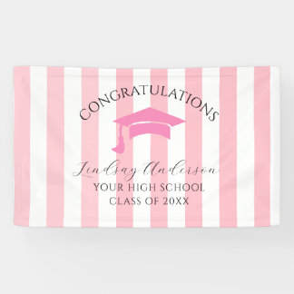 Personalized Pink Girls Graduation Banner