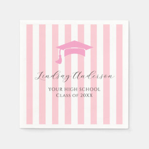 Personalized Pink Girls Graduation Napkin