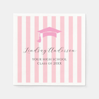 Personalized Pink Girls Graduation Napkin