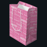 Personalized Pink Girls Name Collage Cute Birthday Medium Gift Bag<br><div class="desc">Cute pink name collage gift bag for a girl's birthday decorated in nine different fonts spelling your name in white. Cute custom kids gift wrap with fun typography in white.</div>