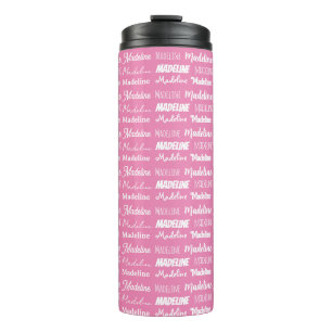 Personalized Pink Girls Name Font Collage Cute Thermal Tumbler