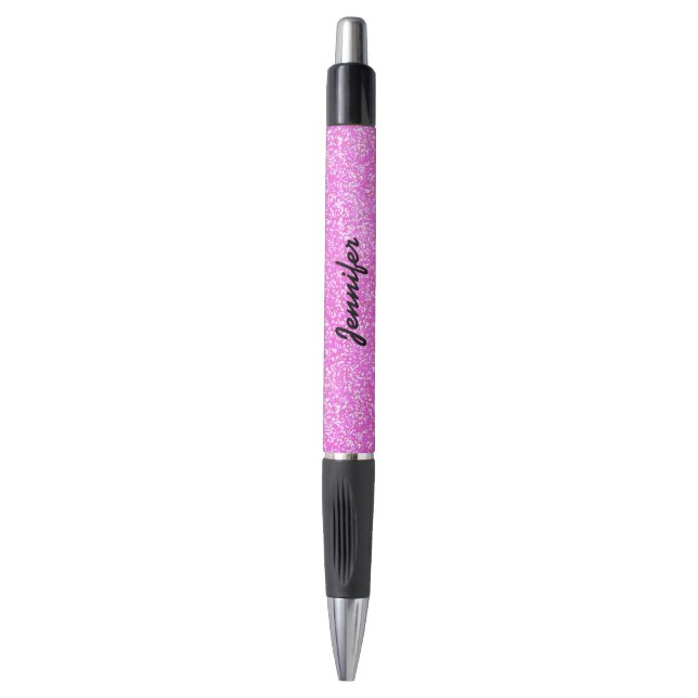 PERSONALIZED Pink GIRLY GLITTER WITH NAME Pen (Front Vertical)