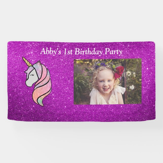 Personalized Pink Glitter   Banner (Horizontal)