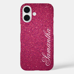 Personalized Pink Glitter iPhone 16 Case