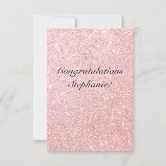 Personalized Pink Glitter Congratulations Card