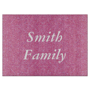Personalized Pink Glitter Cutting Board