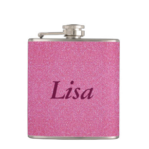 Personalized Pink Glitter Flask
