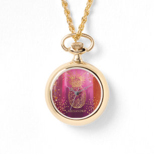 Personalized Pink Gold Glitter Pineapple Watch