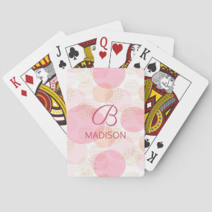 Personalized Pink Gold Monogram Name Playing Cards