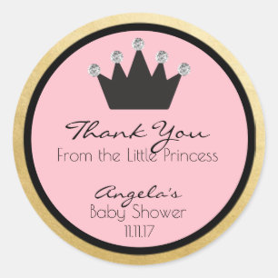 Personalized Pink Gold Princess Baby Shower Labels