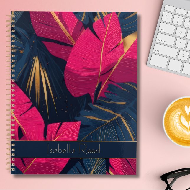 Personalized Pink & Gold Tropical Leaves Planner (Creator Uploaded)