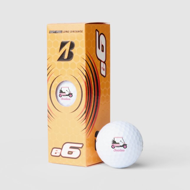 Personalized Pink Golf Cart Golf Balls (Packaging)