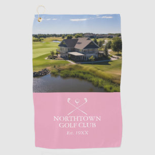Personalized Pink Golf Club Name And Photo Golf Towel