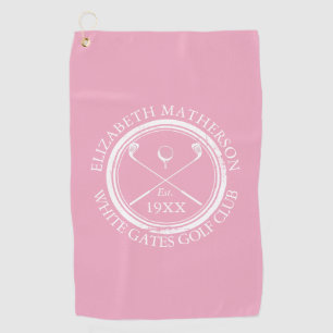 Personalized Pink Golf Club Name Towel