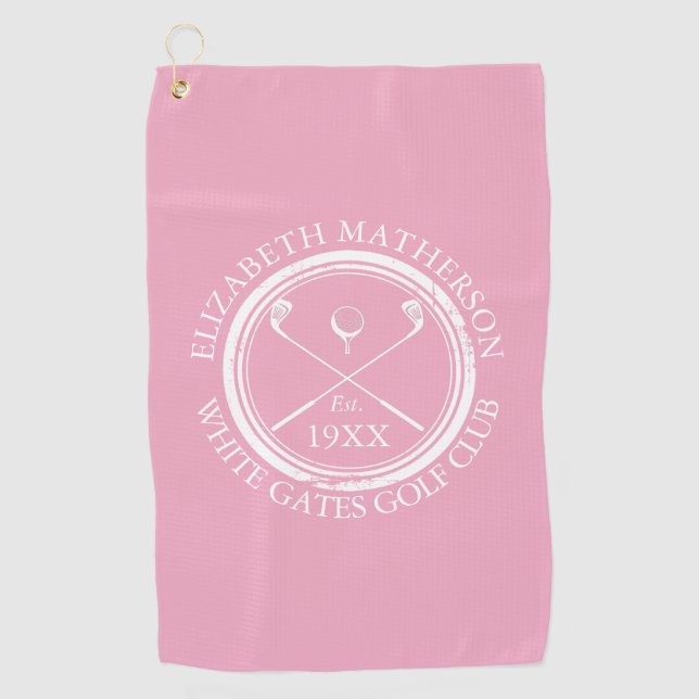 Personalized Pink Golf Club Name Towel (Front)