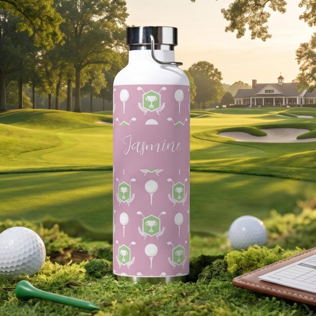 Personalized Pink Golf Custom Name Women's Gift Water Bottle (Creator Uploaded)