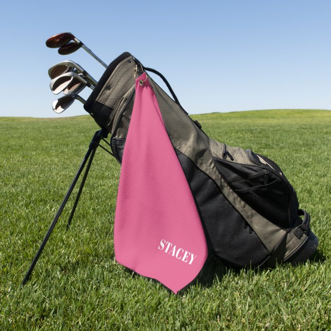 Personalized Pink Golf Towel (Green)