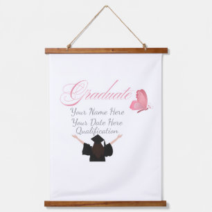 Personalized Pink Graduate Gift, Custom Name Hanging Tapestry