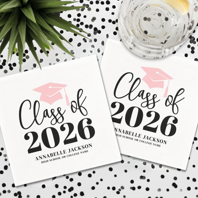Personalized Pink Graduation Napkin (Personalized Pink Graduation Napkins)