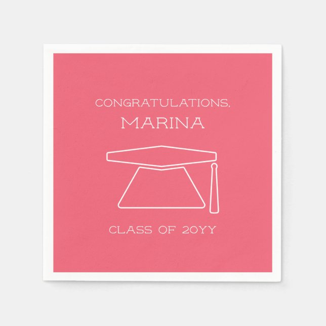Personalized Pink Graduation Party  Napkin (Front)