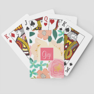 Personalized Pink Green Blue Chic Playing Cards