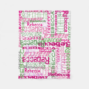 Personalized Pink/Green Custom Name Collage Girl's Fleece Blanket