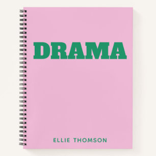 Personalized Pink Green Drama Theatre School Club Notebook