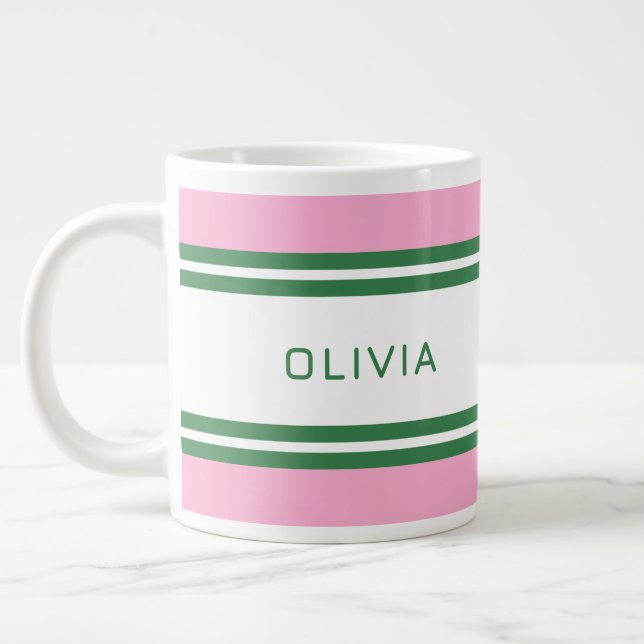 Personalized Pink & Green Golf Custom Large Coffee Mug (Left)