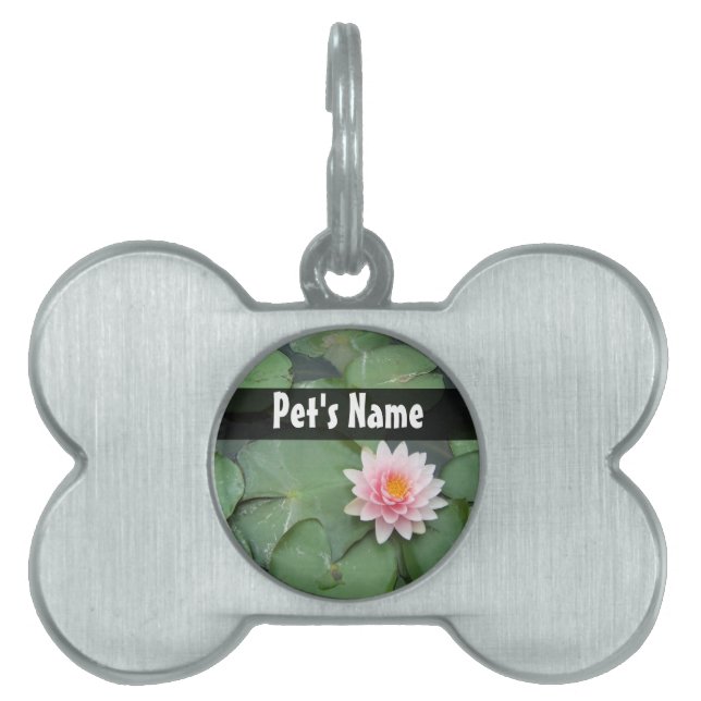 Personalized Pink/Green Lily Pad Pet Name Tag (Front)
