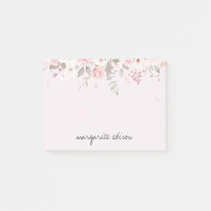 Personalized Pink & Green Pastel Florals Post-it Notes