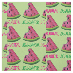 Personalized Pink Green Watermelon Slice Fruit Fabric