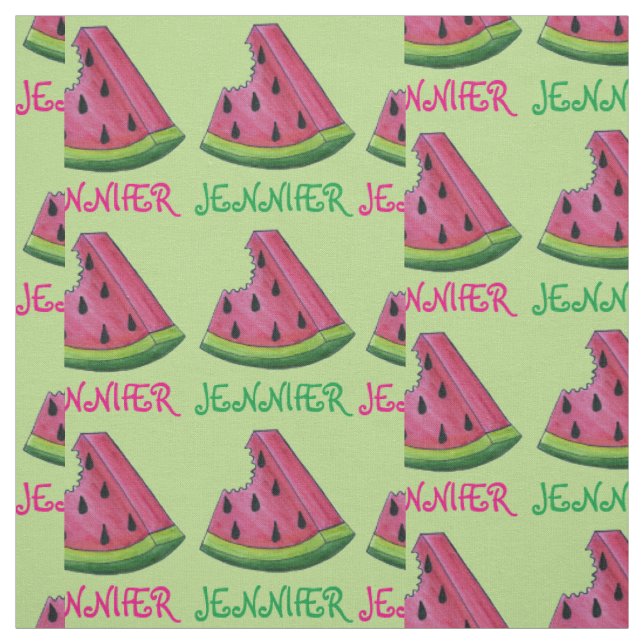 Personalized Pink Green Watermelon Slice Fruit Fabric (Swatch)
