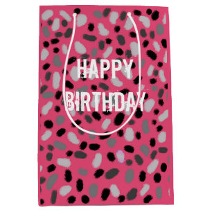 Personalized Pink Grey Black Jelly Bean  Medium Gift Bag