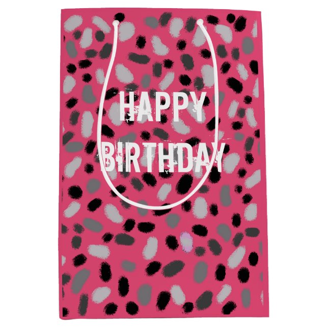 Personalized Pink Grey Black Jelly Bean  Medium Gift Bag (Front)