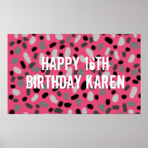 Personalized Pink Grey Black Jelly Bean Poster