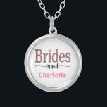 Personalized Pink Grey Leopard Print Bridesmaid  Silver Plated Necklace<br><div class="desc">Personalize this silver necklace or locket necklace for your bridesmaids. The pink and grey leopard print is trendy and a these will look great on your bridesmaids.</div>