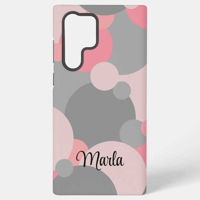 Personalized pink-grey molecule Samsung Phone Case (Back)