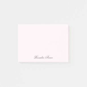 Personalized Pink Grey Script Name  Post-it Notes
