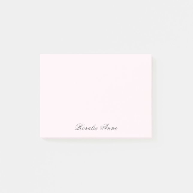 Personalized Pink Grey Script Name  Post-it Notes (Front)