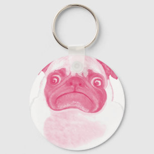 Personalized PINK Grumpy Puggy Keychain